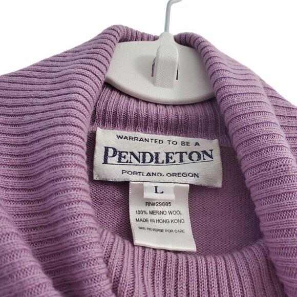 Pendleton Sweater Womens Large Purple Turtleneck Soft Merino Wool Pullover - Picture 6 of 10